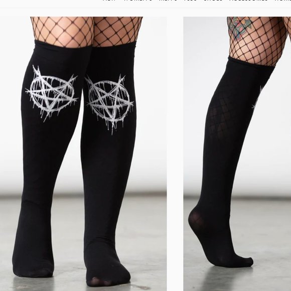 Killstar Sexy Penta Blood Pentagram Graphic Stockings NWT - Picture 2 of 2